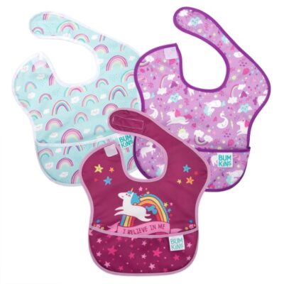 Bumkins Superbib Girl Unicorns 6-24 Μηνών 3 Τεμάχια
