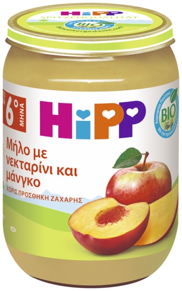 HiPP Βιολογικό Παρασκεύασμα Φρούτων Μήλο με Νεκταρίνι & Μάνγκο από τον 5ο Μήνα 190g