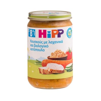 Hipp Βρεφικό Γεύμα Kουσκούς Με Λαχανικά & Βιολογικό Κοτόπουλο από τον 8o Μήνα 220g