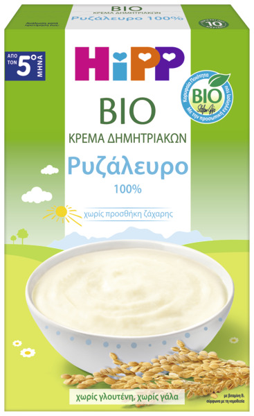 HiPP Bio Κρέμα Ρυζάλευρο χωρίς Γάλα από τον 5ο Μήνα 200g