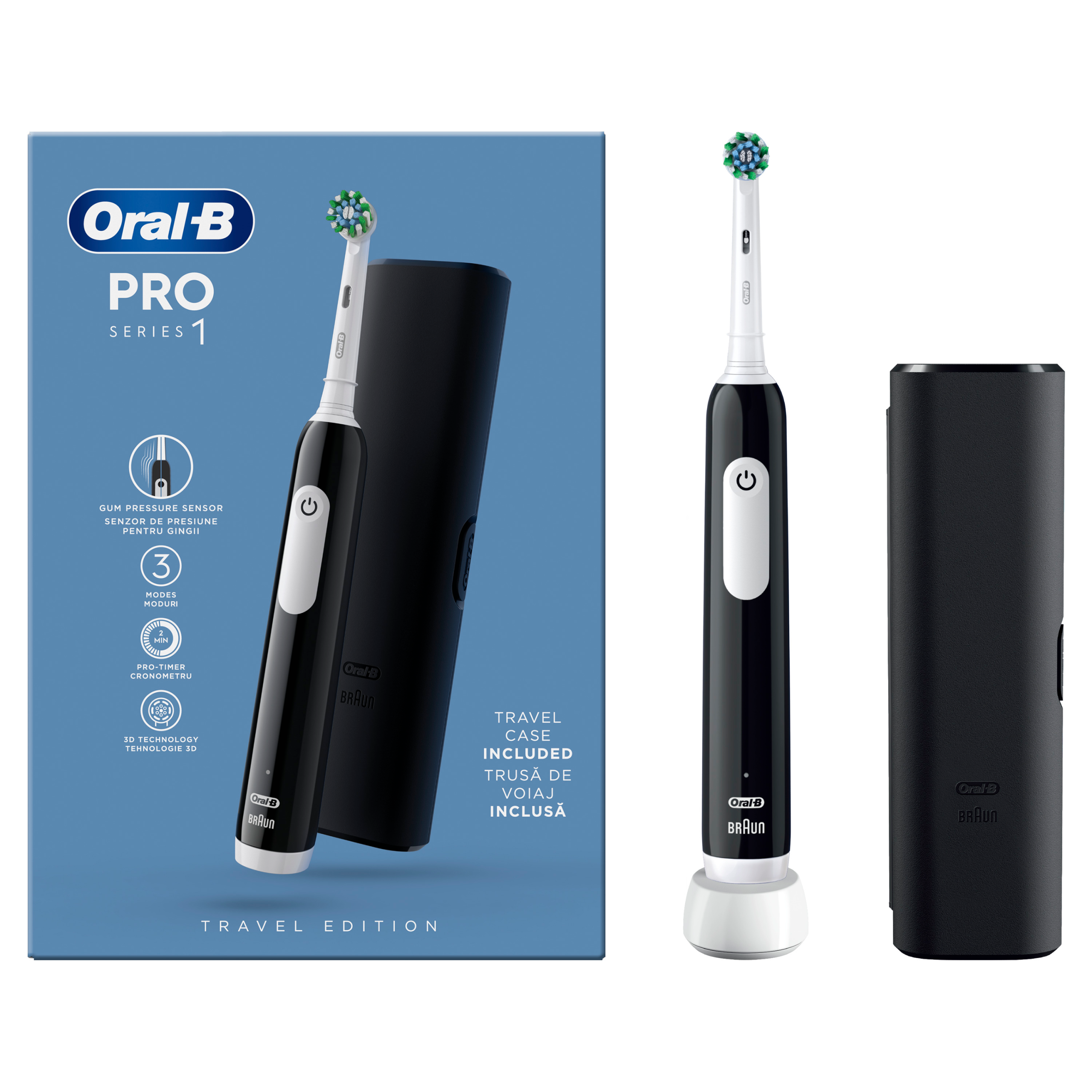 ORAL-B Pro Series 1 Mαύρη Ηλεκτρική Οδοντόβουρτσα με 1 Κεφαλή Βουρτσίσματος και Θήκη Ταξιδίου 7 ORAL-B Pro Series 1 Mαύρη Ηλεκτρική Οδοντόβουρτσα με 1 Κεφαλή Βουρτσίσματος και Θήκη Ταξιδίου - Image 7
