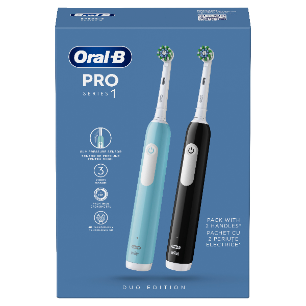 Oral-B Pro Series 1 Duo Ηλεκτρικές Οδοντόβουρτσες, Μπλε & Μαύρη 1 Oral-B Pro Series 1 Duo Ηλεκτρικές Οδοντόβουρτσες, Μπλε & Μαύρη