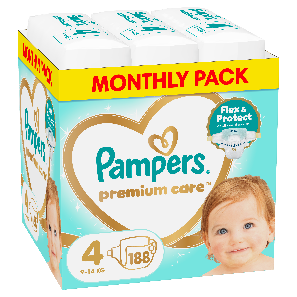 Pampers Premium Care Πάνα Μέγεθος 4 (9kg-14kg) - 188 Πάνες 1 Pampers Premium Care Πάνα Μέγεθος 4 (9kg-14kg) - 188 Πάνες