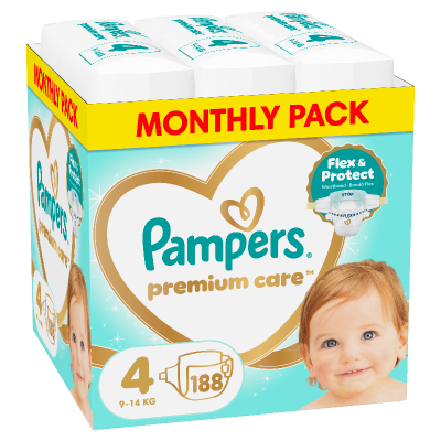 Pampers Premium Care Πάνα Μέγεθος 4 (9kg-14kg) - 188 Πάνες