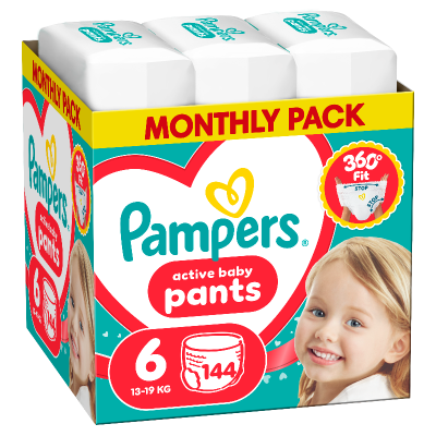 Pampers Pants Πάνα-Bρακάκι Μέγεθος 6 (13kg-19kg) - 144 Πάνες-Βρακάκι