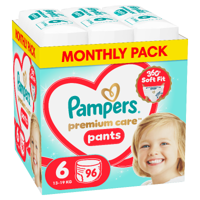 Pampers Premium Care Pants Πάνα-Βρακάκι Μέγεθος 6 (13kg-19kg) - 96 Πάνες-Βρακάκι