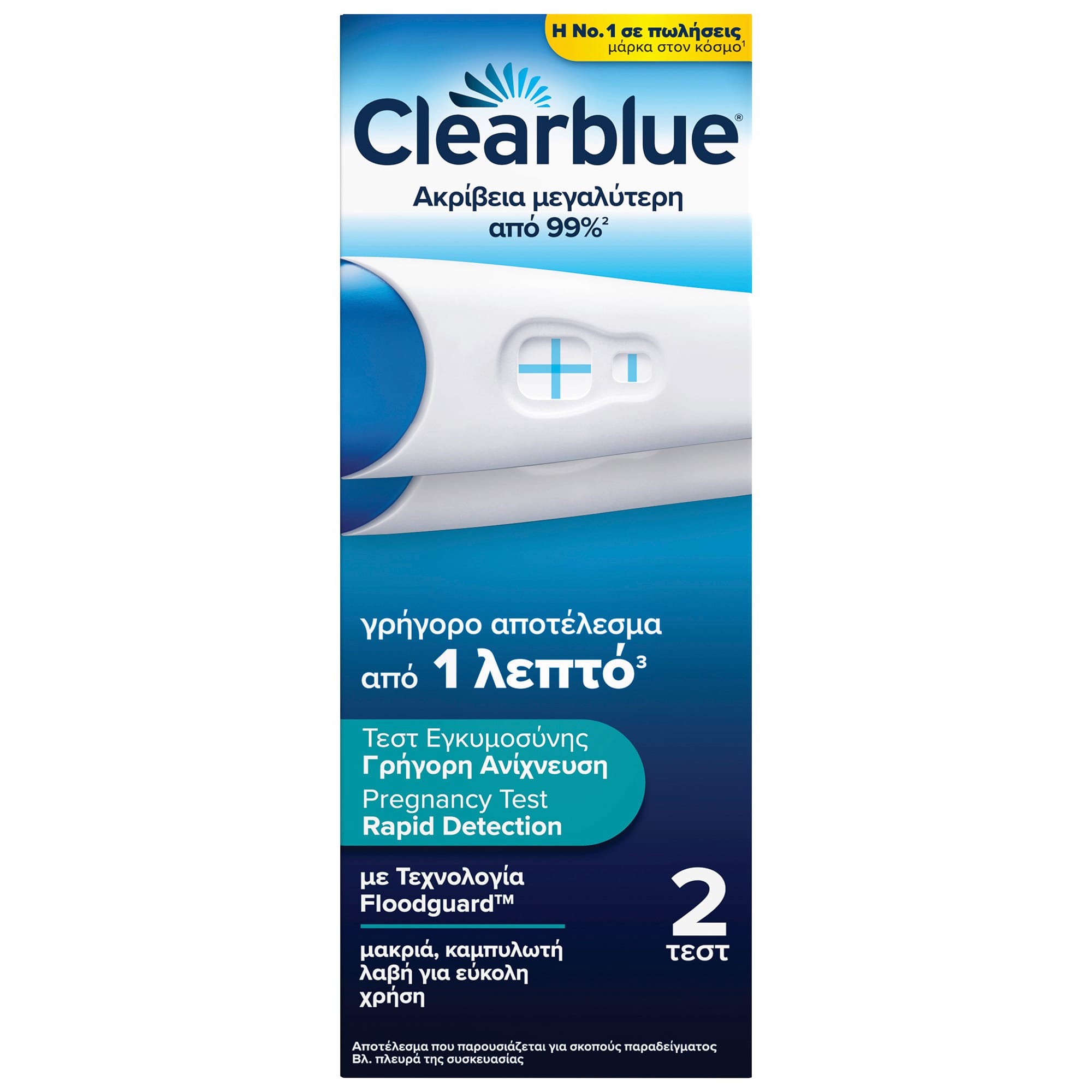 Clearblue Τεστ Εγκυμοσύνης Γρήγορη Ανίχνευση 2 Τεμάχια 1 80804834_5011321914759_CLEARBLUE ΤΕΣΤ ΕΓΚΥ.ΓΡΗΓΟΡΗ ΑΝΙΧΝΕΥΣΗ2CT_PS_front