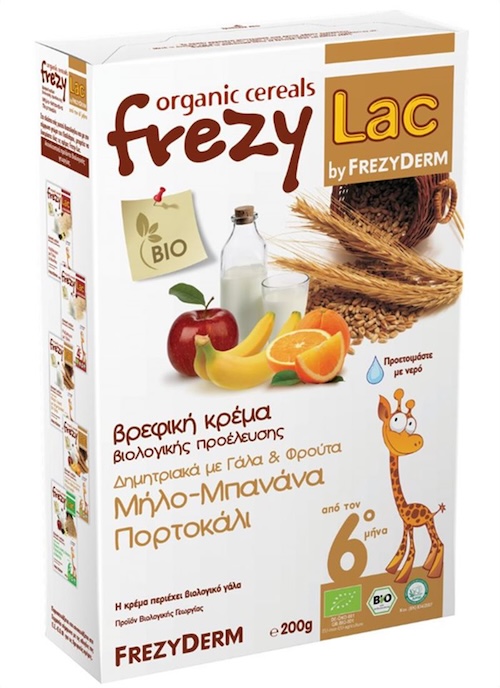 Frezyderm Frezylac Βιολογική Βρεφική Κρέμα Δημητριακών με Γάλα-Μήλο-Μπανάνα και Πορτοκάλι 200g 1 Frezyderm Frezylac Βιολογική Βρεφική Κρέμα Δημητριακών με Γάλα-Μήλο-Μπανάνα και Πορτοκάλι 200g