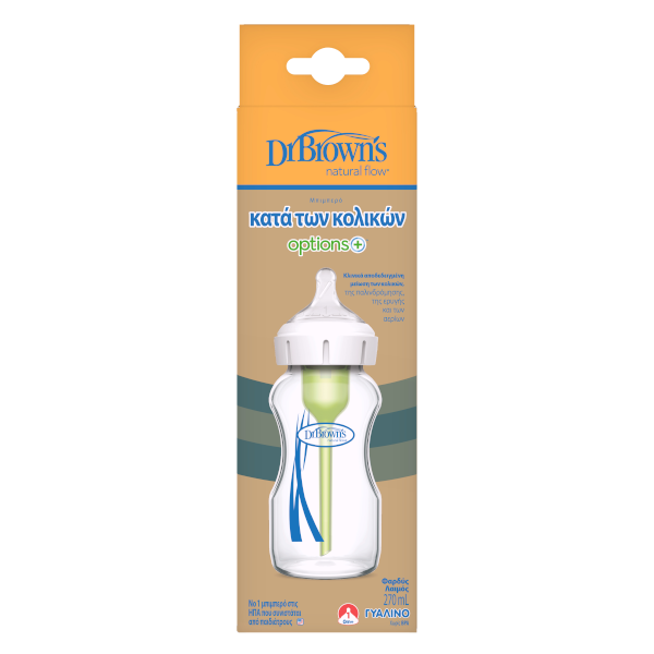 Dr. Brown's Natural Flow Options+ Γυάλινο Μπιμπερό Με Φαρδύ Λαιμό 0m+ 270ml 2 Dr. Brown's Natural Flow Options+ Γυάλινο Μπιμπερό Με Φαρδύ Λαιμό 0m+ 270ml - Image 2