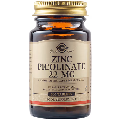 Solgar Zinc Picolinate 22mg 100 Ταμπλέτες 1 Solgar Zinc Picolinate 22mg 100 Ταμπλέτες