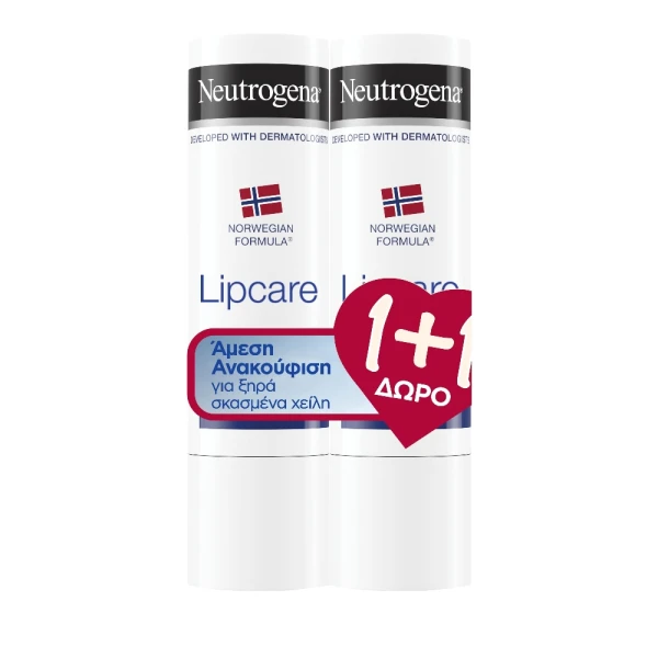 Neutrogena Norwegian Formula Ενυδατικό Lipcare για Ξηρά & Σκασμένα Χείλη 4.8g 1+1Δώρο 1 Neutrogena Norwegian Formula Ενυδατικό Lipcare για Ξηρά & Σκασμένα Χείλη 4.8g 1+1Δώρο