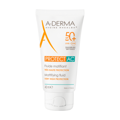 A-DERMA Protect AC Λεπτόρρευστη Αντηλιακή Κρέμα Προσώπου για Ματ Αποτέλεσμα SPF50+ 40ml