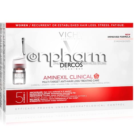 Vichy Dercos Aminexil Clinical 5 Βελτιωμένη Αγωγή κατά της Τριχόπτωσης για Γυναίκες 21x6ml 1 Product10140.Photo1.Original