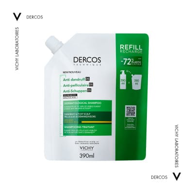 Vichy Anti-Dandruff DS Σαμπουάν κατά της Ξηροδερμίας,Πιτυρίδας και του Κνησμού για Ξηρά Μαλλιά Οικολογική Συσκευασία Refill 390ml