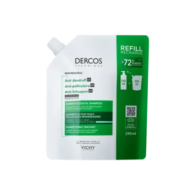 Vichy Anti-Dandruff DS Σαμπουάν κατά της Ξηροδερμίας,Πιτυρίδας και του Κνησμού για Κανονικά - Λιπαρά Μαλλιά Refill 390ml