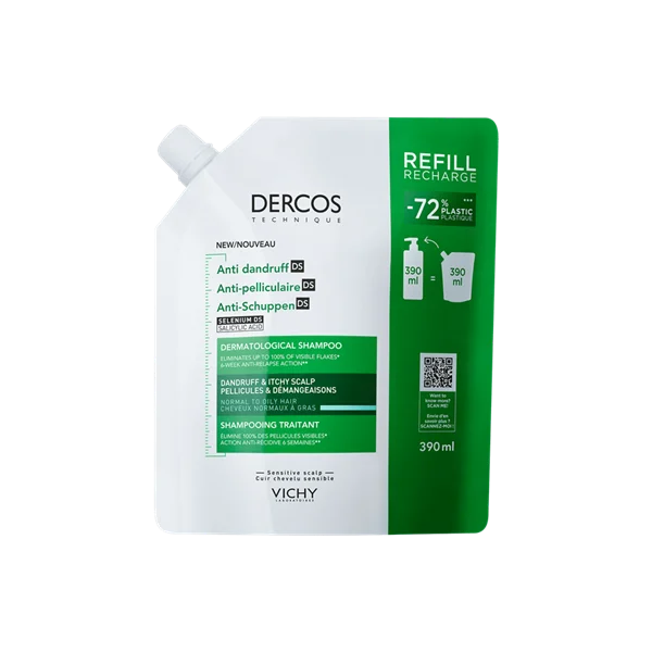 Vichy Anti-Dandruff DS Σαμπουάν κατά της Ξηροδερμίας,Πιτυρίδας και του Κνησμού για Κανονικά - Λιπαρά Μαλλιά Refill 390ml 1 Vichy Anti-Dandruff DS Σαμπουάν κατά της Ξηροδερμίας,Πιτυρίδας και του Κνησμού για Κανονικά - Λιπαρά Μαλλιά Refill 390ml
