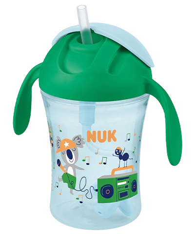 NUK Motion Cup Παιδικό Ποτηράκι με Λαβές και Καλαμάκι για 8m+ Πράσινο 230ml