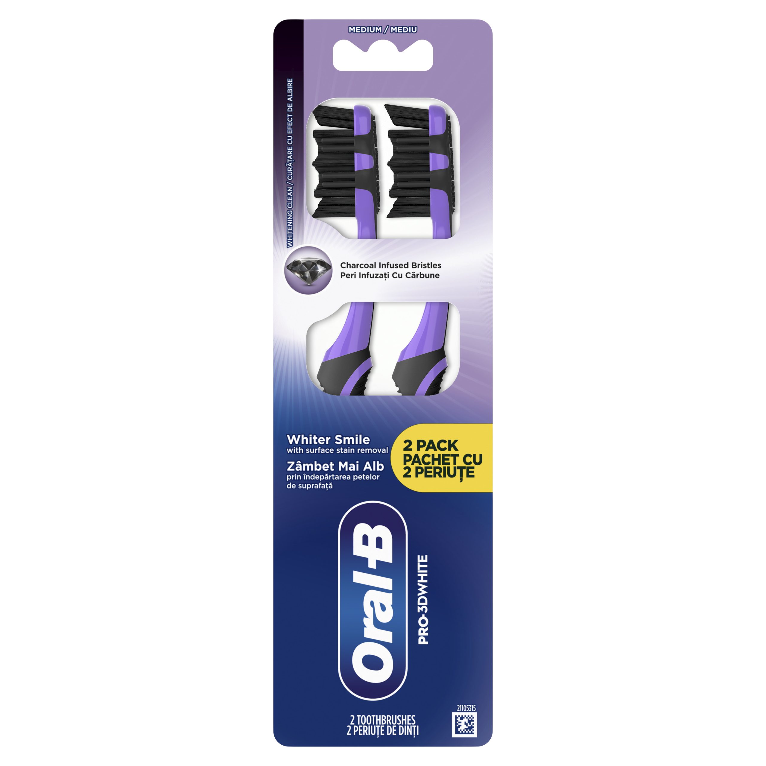 ORAL-B Pro-3DWHITE Charcoal Χειροκίνητη Οδοντόβουρτσα Μέτρια 2 Τεμάχια 1 ORAL-B Pro-3DWHITE Charcoal Χειροκίνητη Οδοντόβουρτσα Μέτρια 2 Τεμάχια