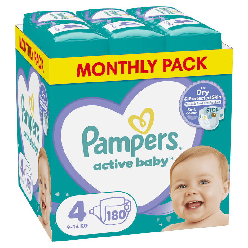 Pampers Active Baby Πάνα Μέγεθος 4 (9kg-14kg) - 180 Πάνες 1 Pampers Active Baby Πάνα Μέγεθος 4 (9kg-14kg) - 180 Πάνες