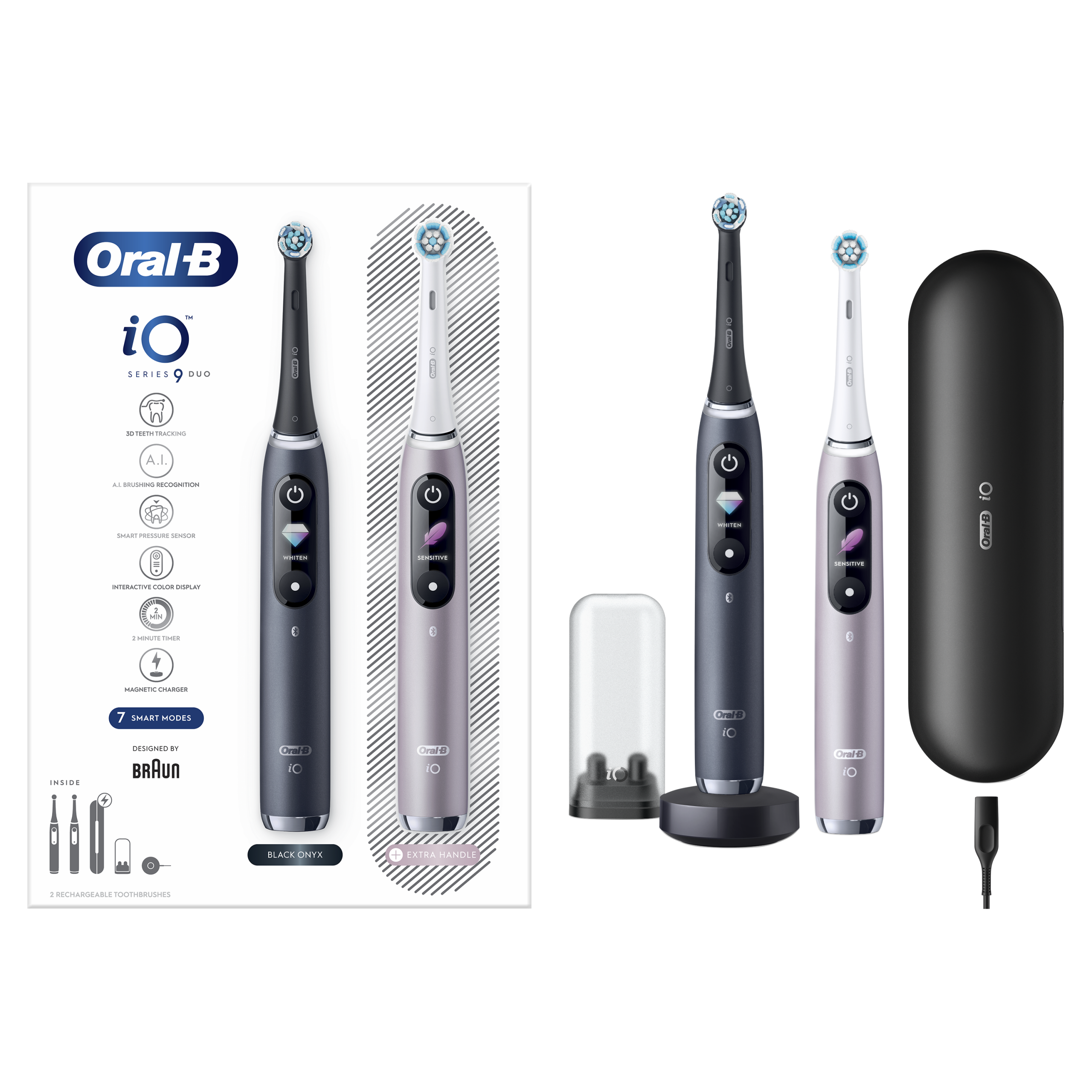Oral-B iO 9 DUO Ηλεκτρικές Οδοντόβουρτσες - Black & Rose Quartz 6 Oral-B iO 9 DUO Ηλεκτρικές Οδοντόβουρτσες - Black & Rose Quartz - Image 6