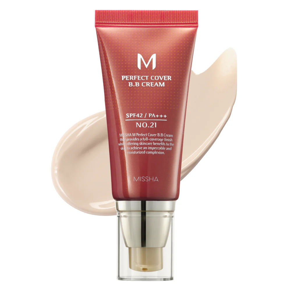 Missha M Perfect Cover BB Cream Ex SPF42 No21 Light Beige 50ml 1 Missha M Perfect Cover BB Cream Ex SPF42 No21 Light Beige 50ml