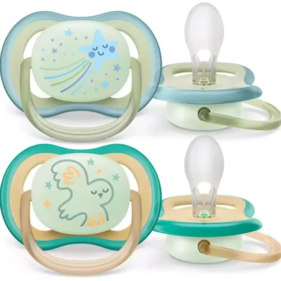 Avent Ultra Air Night Πιπίλα Σιλικόνης (0-6 Μηνών) Μπεζ Πράσινο 2 Τεμάχια SCF376/18