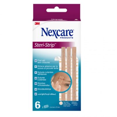 Nexcare Steri-Strip Αυτοκόλλητα Ράμματα στο Χρώμα Δέρματος 6mm x 75mm 6/Συσκευασία