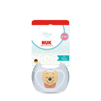 NUK Perfect Match Air Disney Πιπίλα Σιλικόνης με Θήκη 6-18 Μηνών Winnie the Pooh Λευκό 1 Τεμάχιο