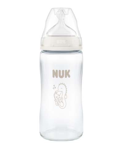 Nuk First Choice Plus Γυάλινο Μπιμπερό Θηλή Σιλικόνης Medium 3+ Μηνών Με Δείκτη Ελέγχου Θερμοκρασίας Ιππόκαμπος 240ml