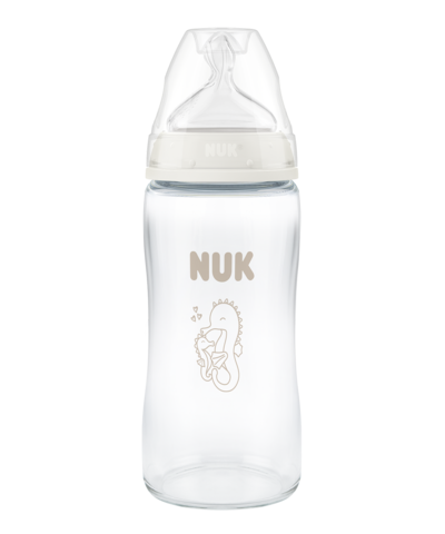 NUK First Choice Plus Γυάλινο Μπιμπερό Θηλή Σιλικόνης Medium 3+ Μηνών Με Δείκτη Ελέγχου Θερμοκρασίας Ιππόκαμπος 240ml