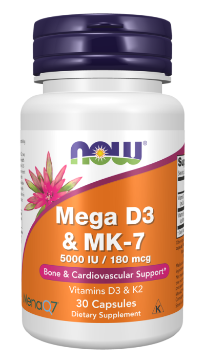 NOW Foods Mega D3 5000IU & MK-7 180mcg 30 Κάψουλες
