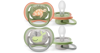 Philips Avent Ultra Air Πιπίλα Σιλικόνης 6-18 Μηνών Χελώνα-Φάλαινα 2 Τεμάχια SCF085/40