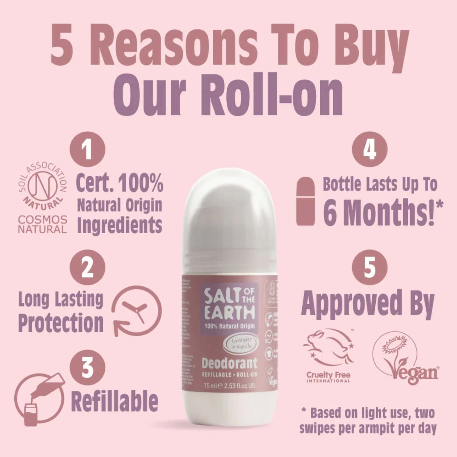 Salt of the Earth Vegan Αποσμητικό Επαναγεμιζόμενο Roll-On 75ml Lavender & Vanilla 4 Salt of the Earth Vegan Αποσμητικό Επαναγεμιζόμενο Roll-On 75ml Lavender & Vanilla - Image 4