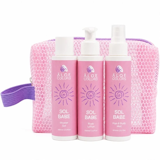 Aloe Colors Promo Sol Babe Shower Gel 100ml, Body Lotion 100ml,Hair & Body Mist 100ml με Δώρο Νεσεσέρ 1 Aloe Colors Promo Sol Babe Shower Gel 100ml, Body Lotion 100ml,Hair & Body Mist 100ml με Δώρο Νεσεσέρ