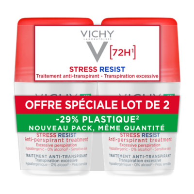 Vichy Deodorant Stress Resist 72h Αποσμητικό Roll-On 50ml 2 Τεμάχια με Έκπτωση 50% στο 2ο Προϊόν