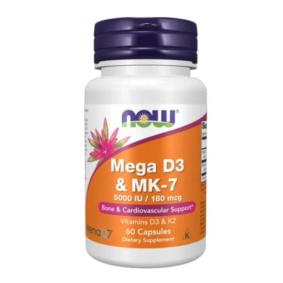 NOW Foods Mega D3 5000IU & MK-7 180mcg 60 Κάψουλες