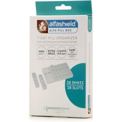 Karabinis Alfashield Alfa Pill Box Θήκη Εβδομαδιαίας Οργάνωσης Χαπιών με 28 Θέσεις