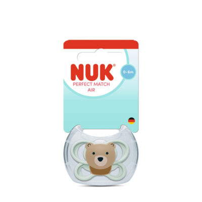 NUK Perfect Match Air Πιπίλα Σιλικόνης με Θήκη 0-6 Μηνών Bear 1 Τεμάχιο