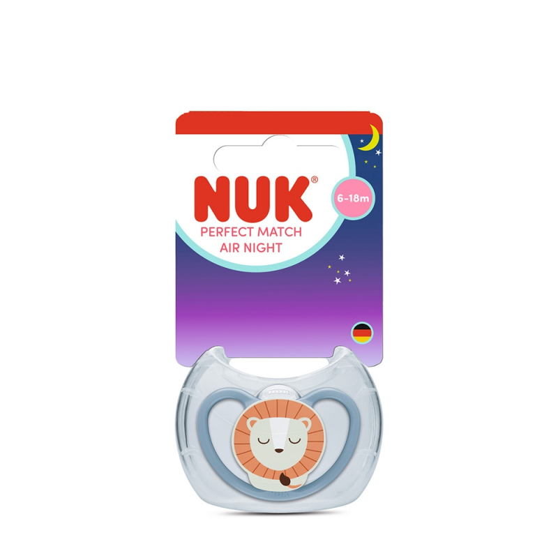 NUK Perfect Match Air Night Πιπίλα Σιλικόνης με Θήκη 6-18 Μηνών Lion 1 Τεμάχιο 1 NUK Perfect Match Air Night Πιπίλα Σιλικόνης με Θήκη 6-18 Μηνών Lion 1 Τεμάχιο