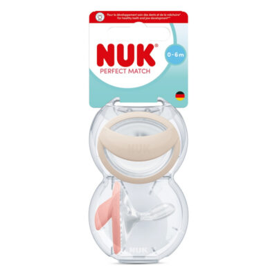 NUK Perfect Match Πιπίλα Σιλικόνης 0-6 Μηνών Μπεζ / Ροζ 2 Τεμάχια