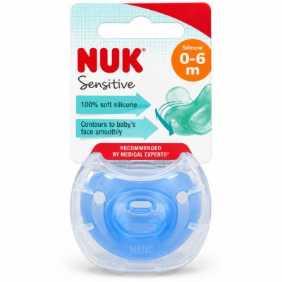NUK Sensitive Πιπίλα Σιλικόνης με Θήκη 0-6 Μηνών Μπλε 1 Τεμάχιο