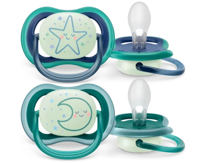 Philips Avent Ultra Air Night Πιπίλα Σιλικόνης (6-18 Μηνών) Αγόρι 2 Τεμάχια SCF376/07