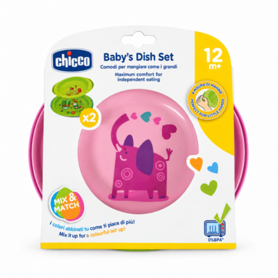 Αρχική 11 Chicco Baby's Dish Set Πιάτο & Μπολ 12m+ Ροζ 2 Τεμάχια