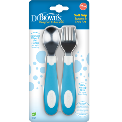 Αρχική 11 Dr. Brown’s Spoon & Fork Set Πιρούνι & Κουτάλι 12+ Μηνών Μπλε