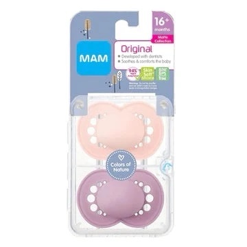 MAM Original Πιπίλα Unprinted Σιλικόνης (16+ Μηνών) Κορίτσι 2 Τεμάχια 278SGc