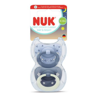 Αρχική 11 NUK First Choice Classic Day & Night Πιπίλα Σιλικόνης με Θήκη 18-36 Μηνών Μπλε 2 Τεμάχια