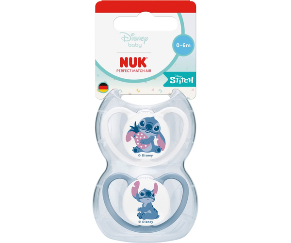 NUK Perfect Match Air Disney Πιπίλα Σιλικόνης με Θήκη 0-6 Μηνών Stitch 2 Τεμάχια 1 NUK Perfect Match Air Disney Πιπίλα Σιλικόνης με Θήκη 0-6 Μηνών Stitch 2 Τεμάχια